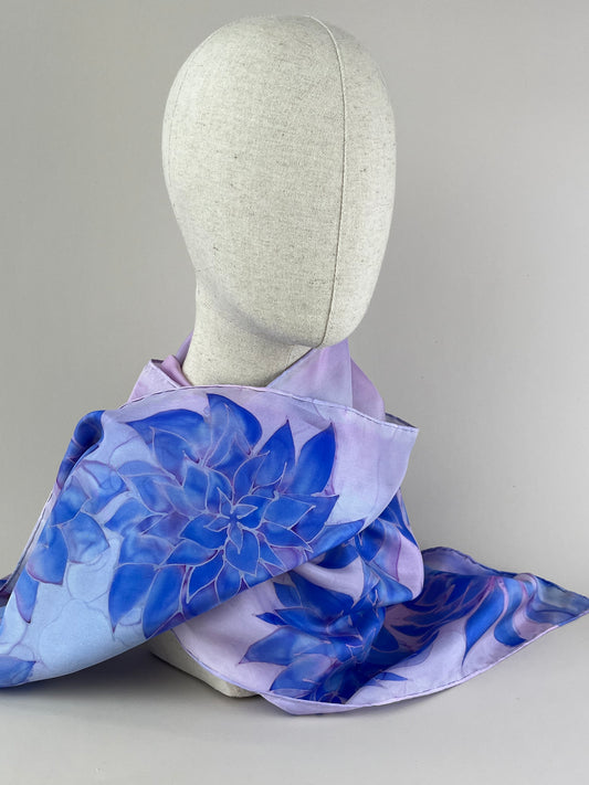 Nesrin Lilac - Long Silk Scarf Unique and Handmade