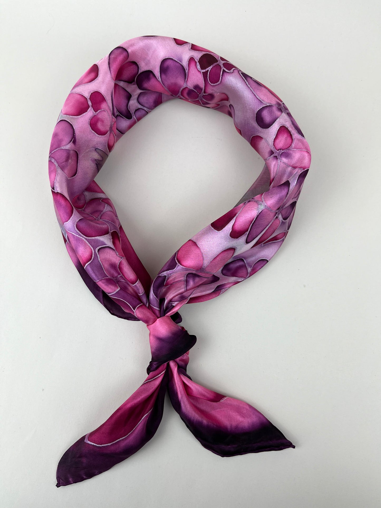 Hydrangea in burgundy - square scarf 100% silk