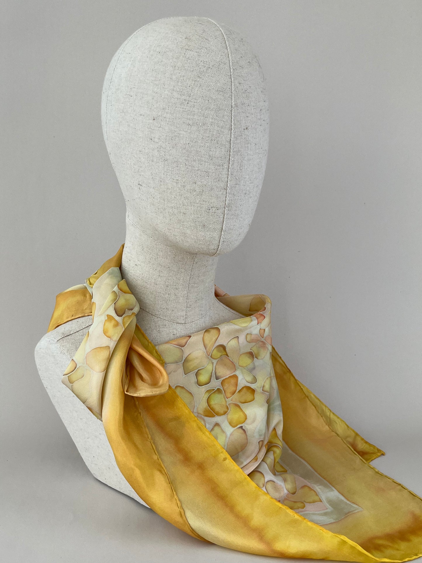 Hydrangea yellow, square hand made scarf