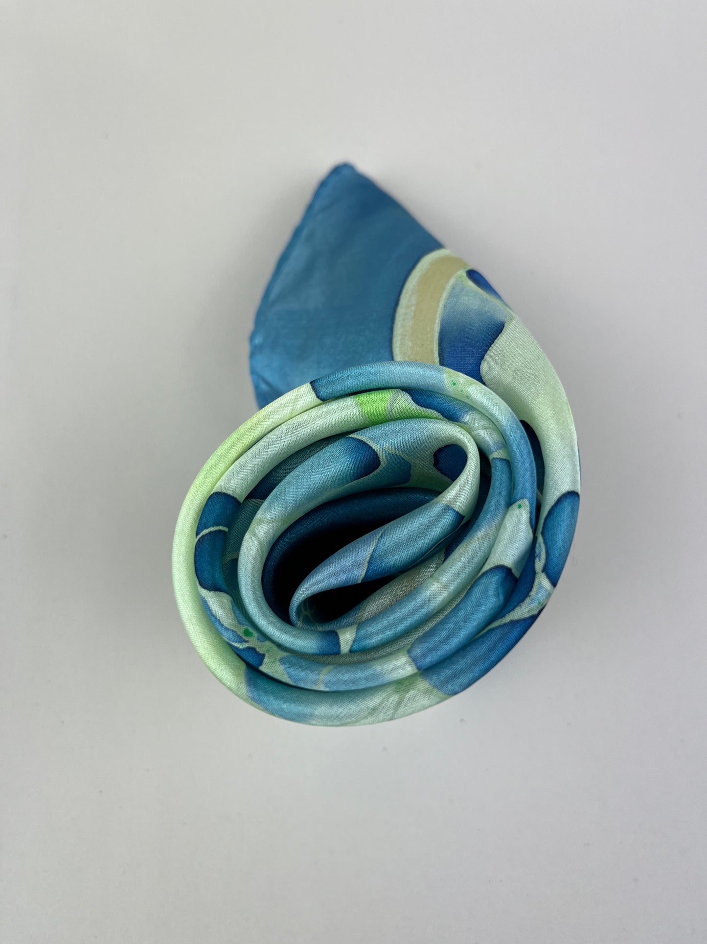 Hydrangea in blue - small blue silk scarf with floral pattern