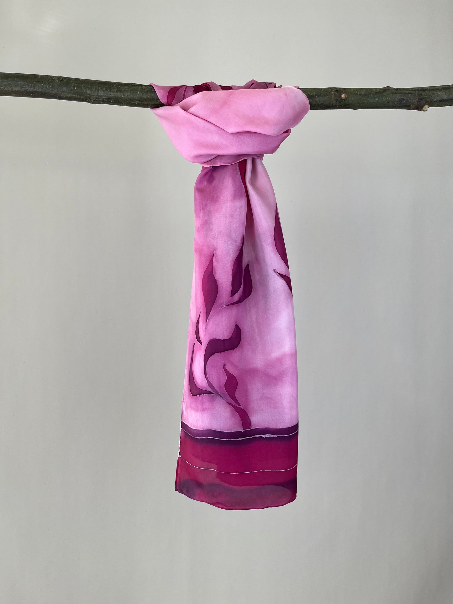 Olive Branch in Burgundy - Long silk scarf