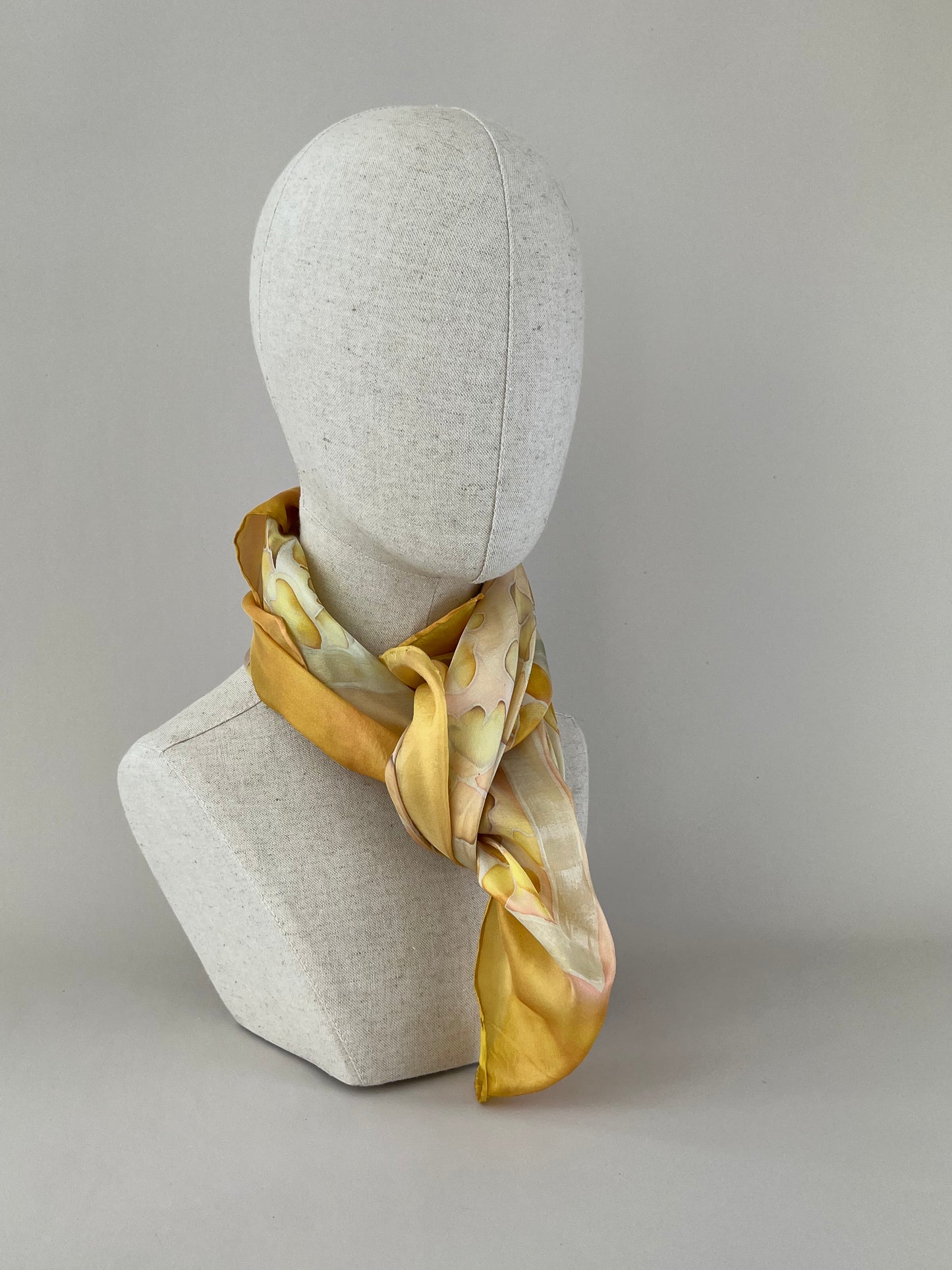 Hydrangea yellow, square hand made scarf