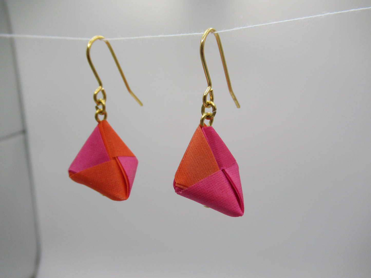 Origami silk triangle earring