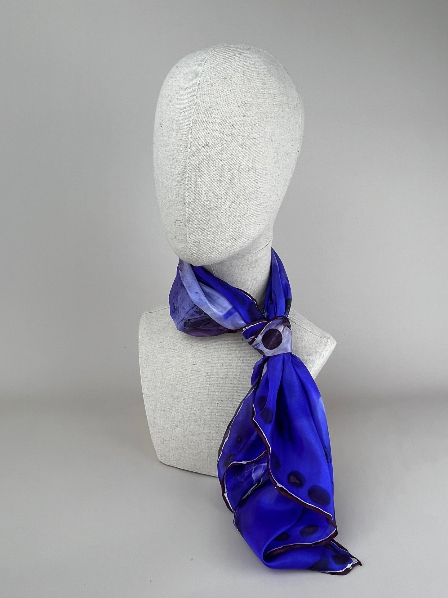 Orynth in Purple - handmade square silk scarf