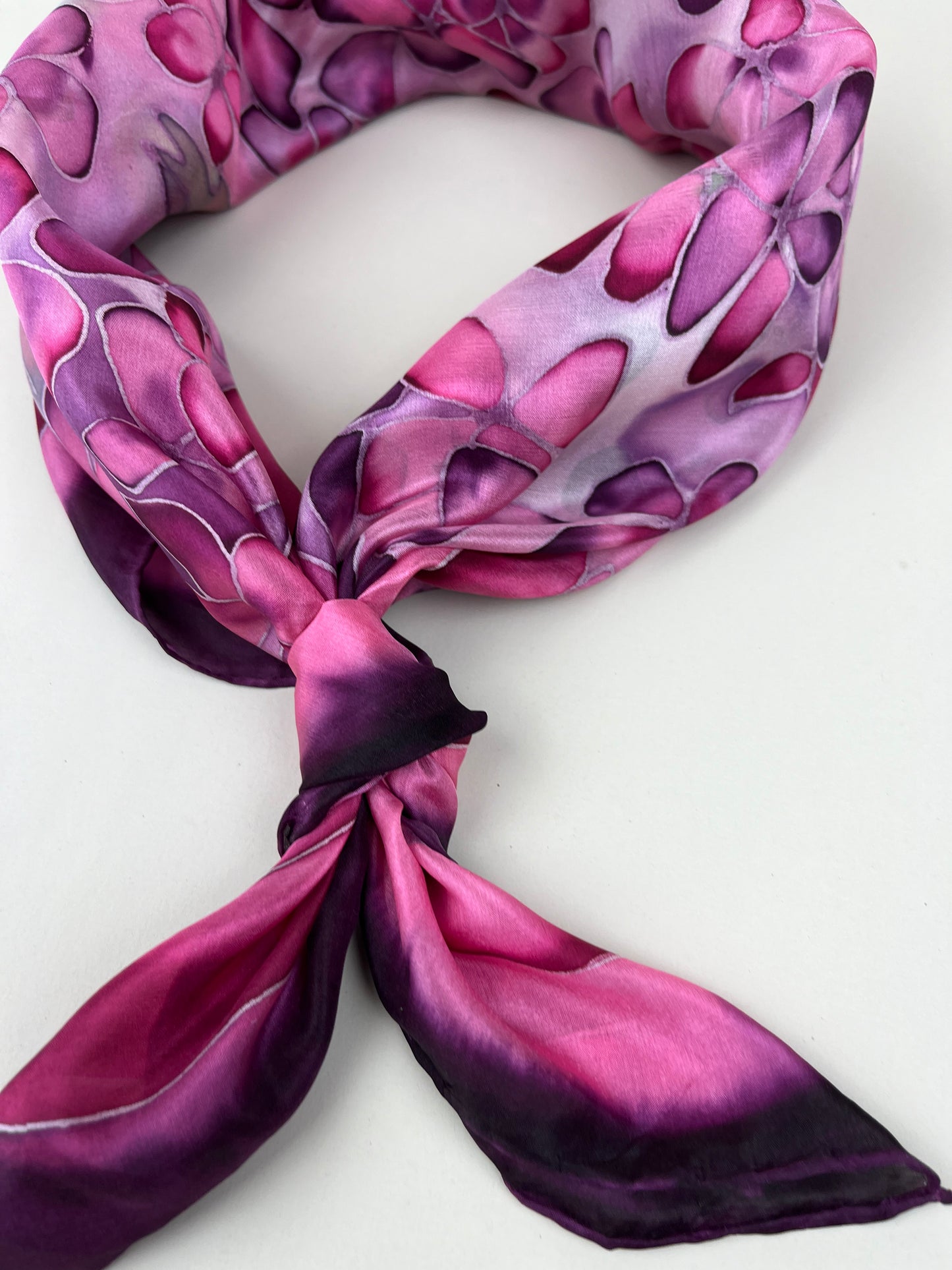 Hydrangea in burgundy - square scarf 100% silk