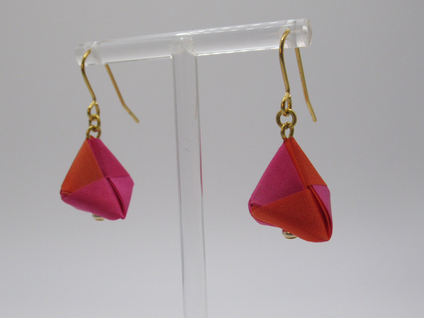 Origami silk triangle earring