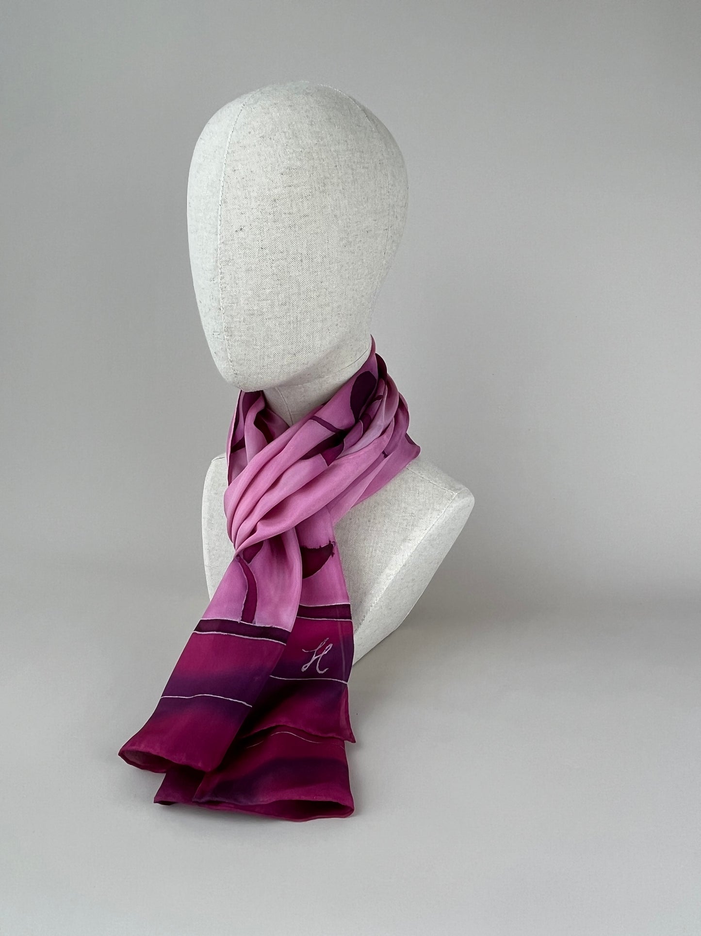 Olive Branch in Burgundy - Long silk scarf