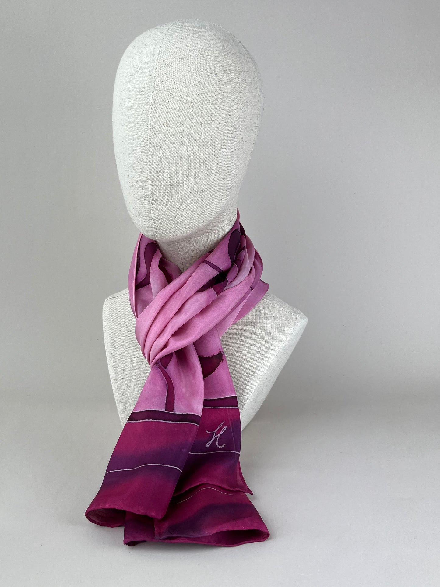 Olive Branch in Burgundy - Long silk scarf