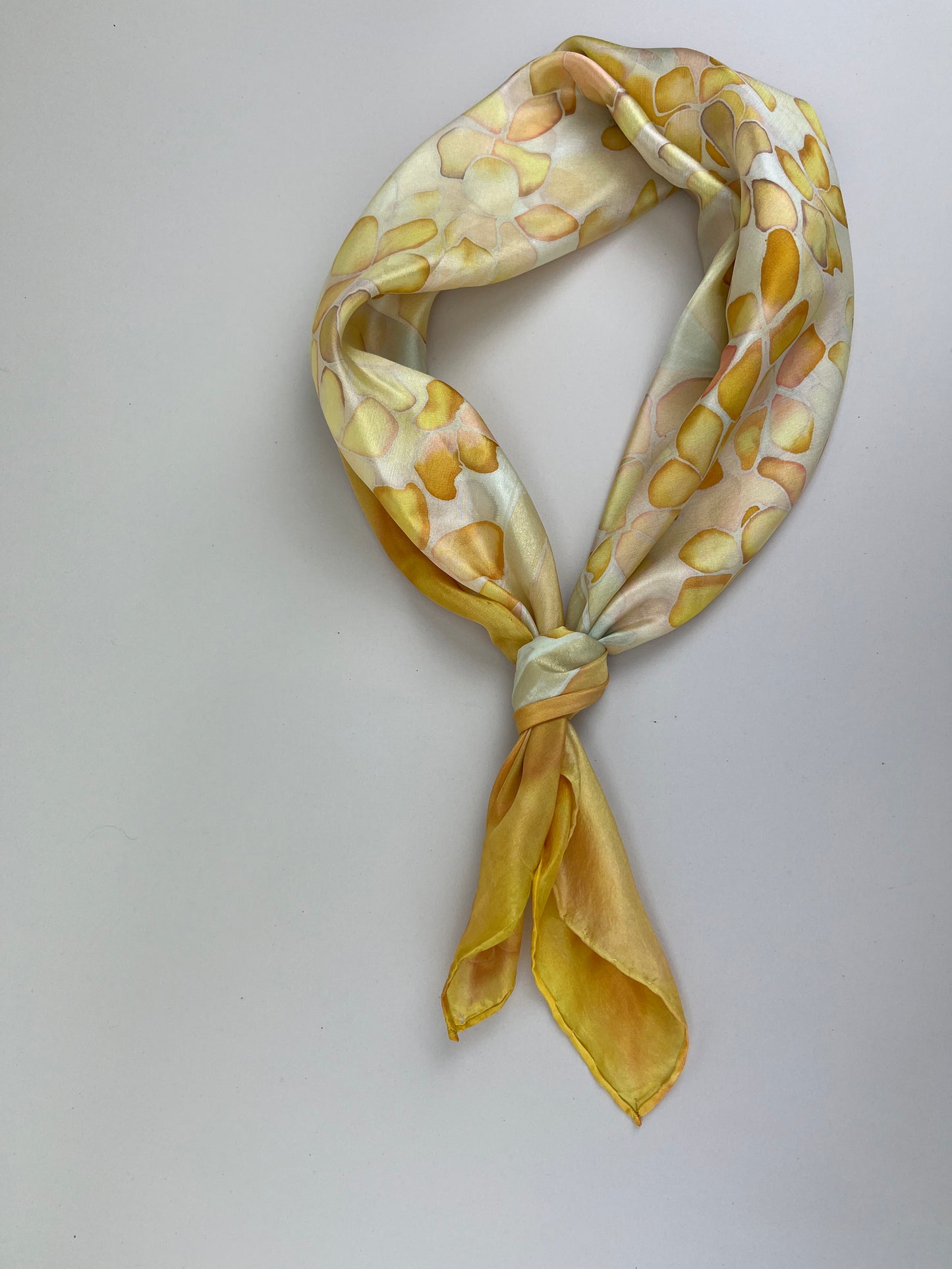 Hydrangea yellow, square hand made scarf