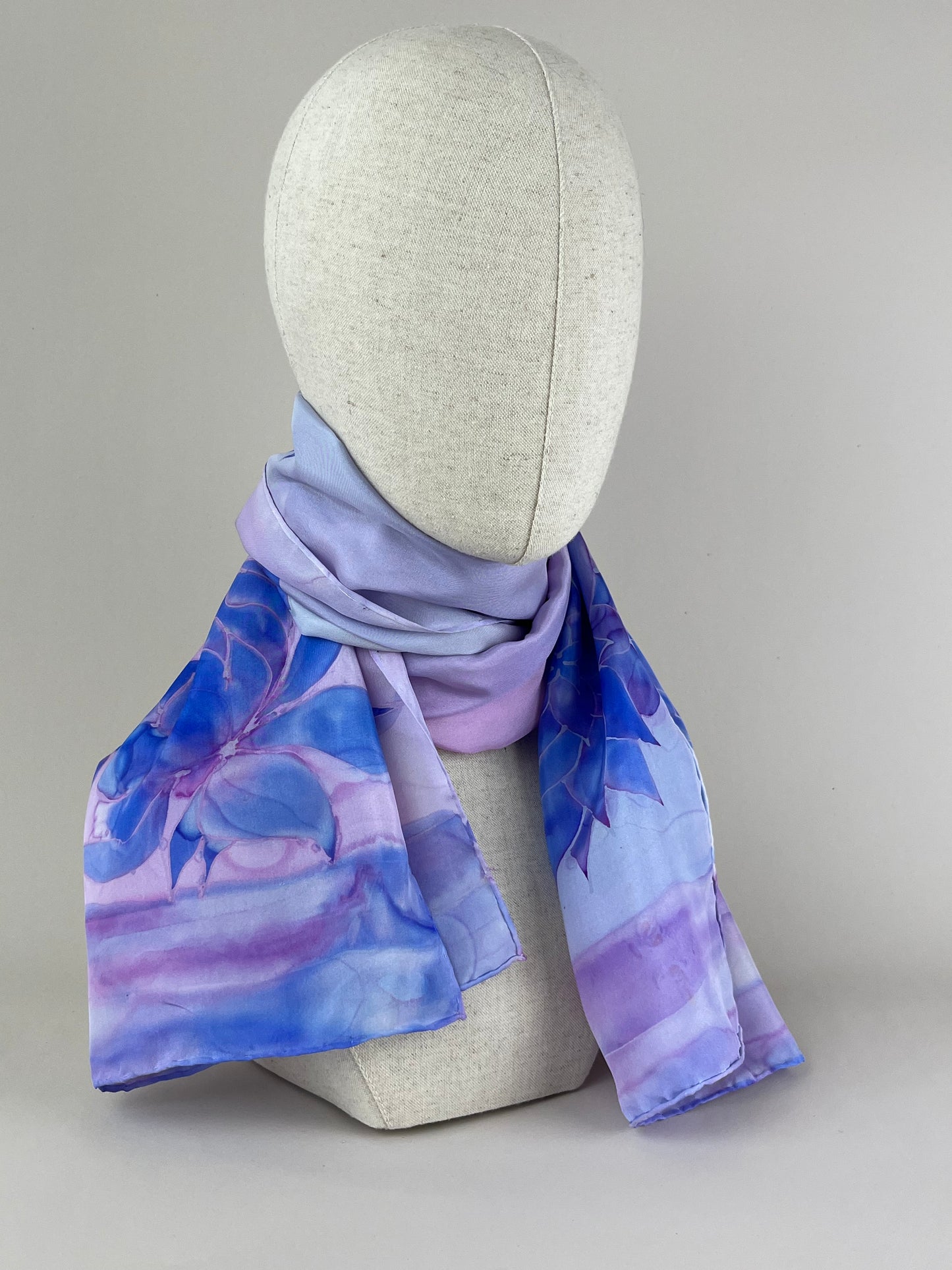 Nesrin Lilac - Long Silk Scarf Unique and Handmade