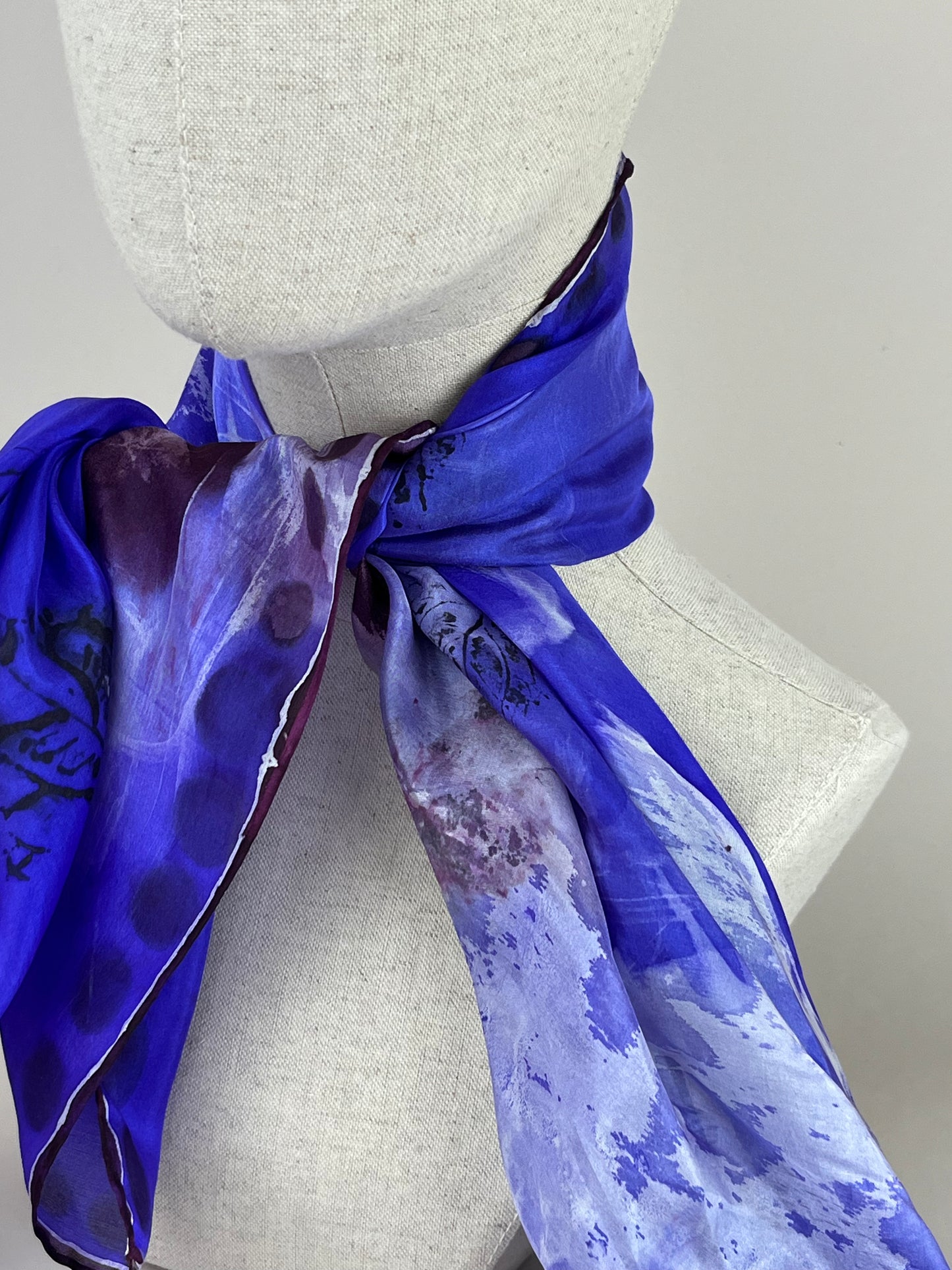 Orynth in Purple - handmade square silk scarf