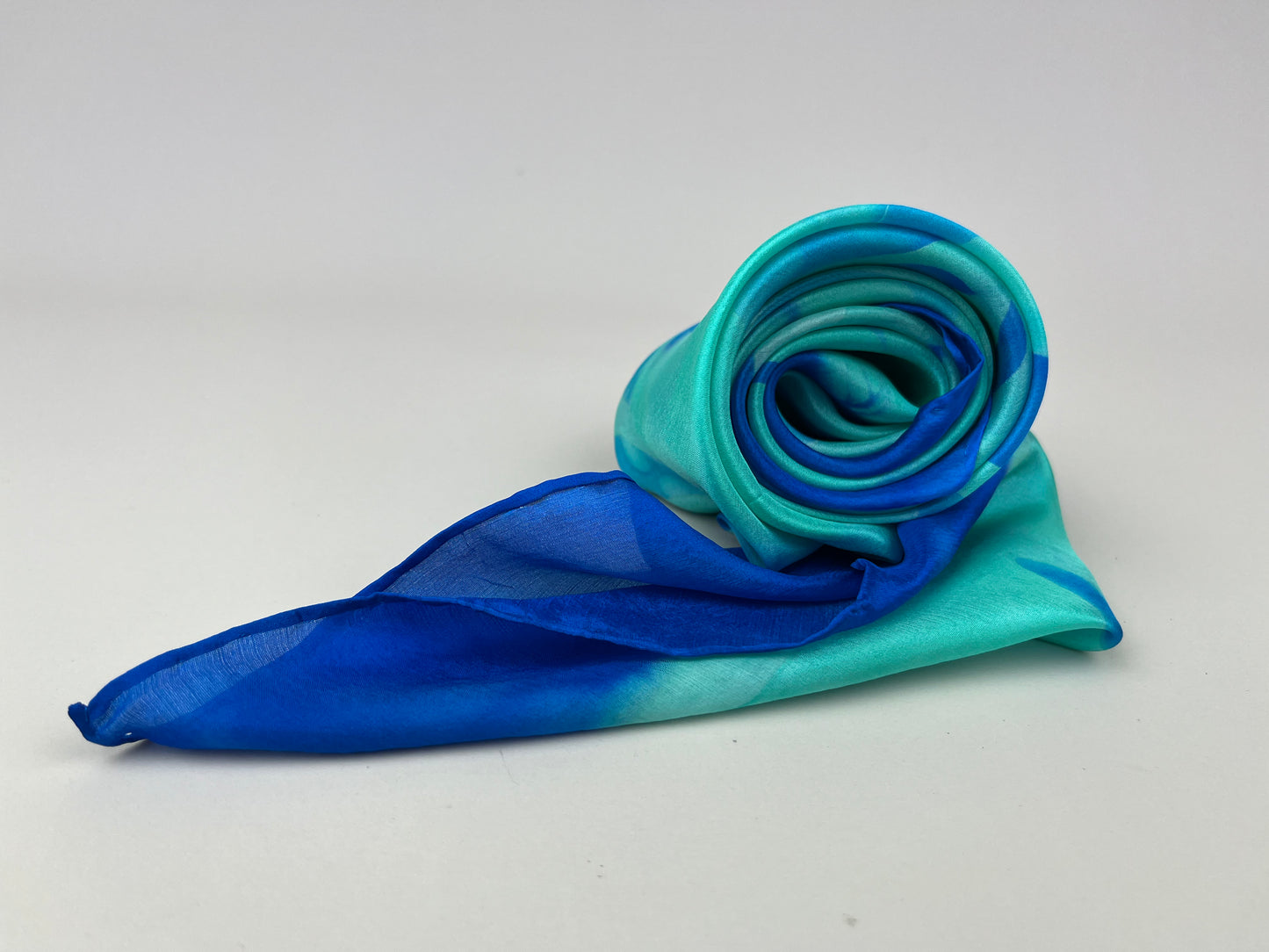 Bright Blue Olive - Silk Scarf hand painted and handmade beautiful gift