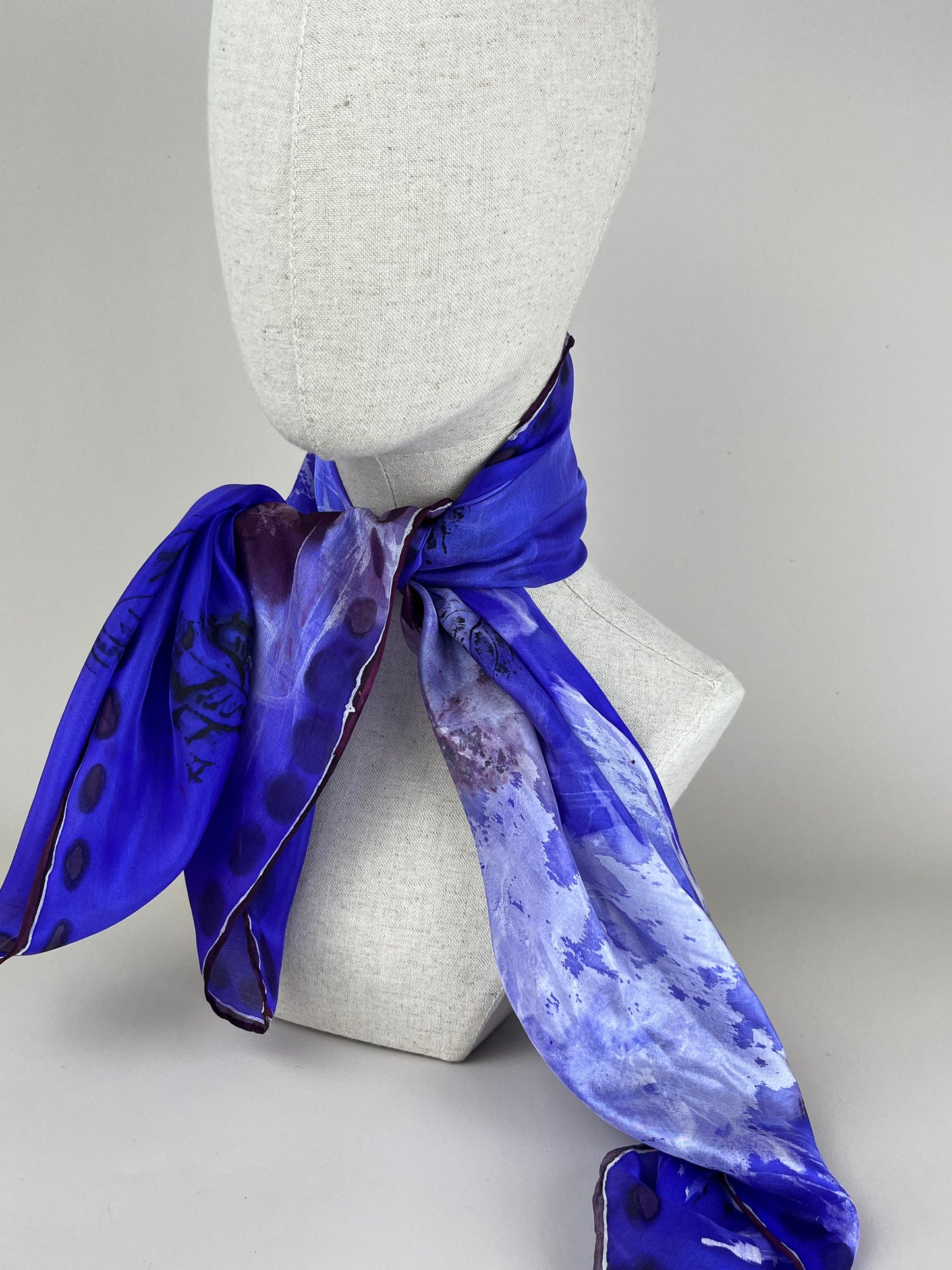 Orynth in Purple - handmade square silk scarf