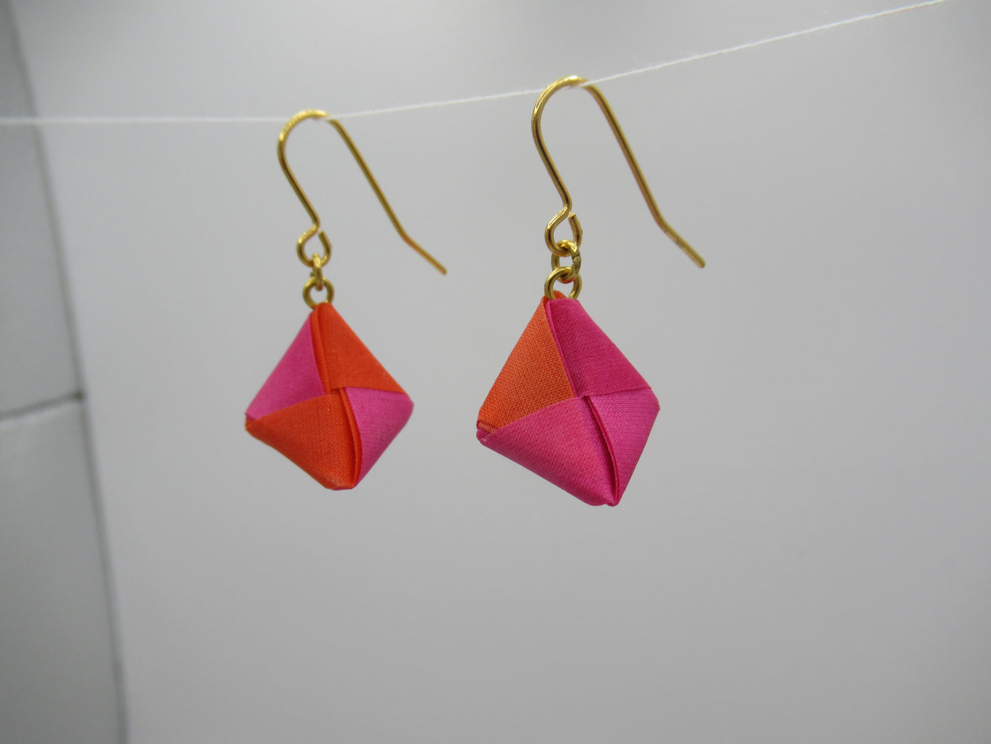 Origami silk triangle earring