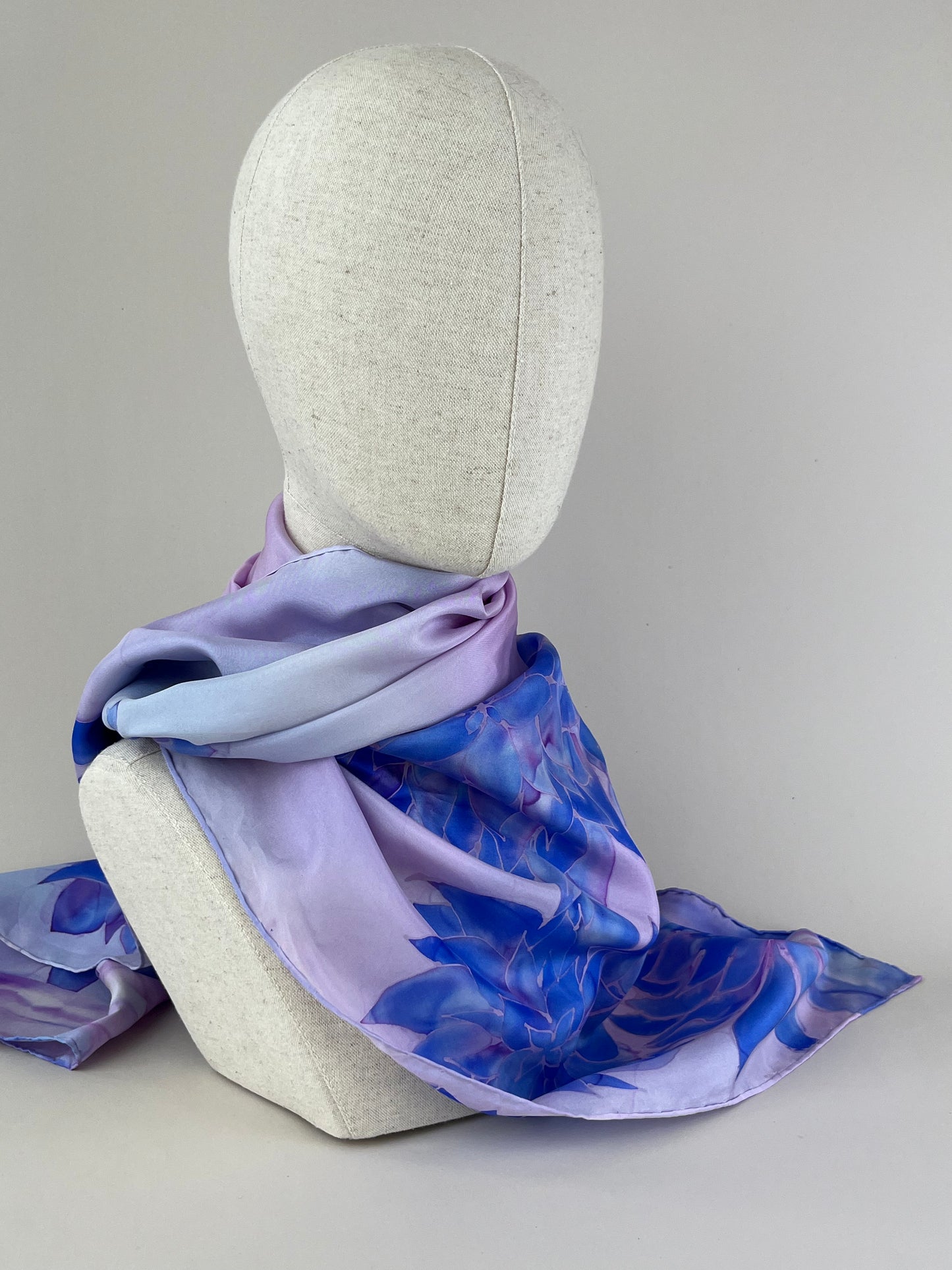 Nesrin Lilac - Long Silk Scarf Unique and Handmade