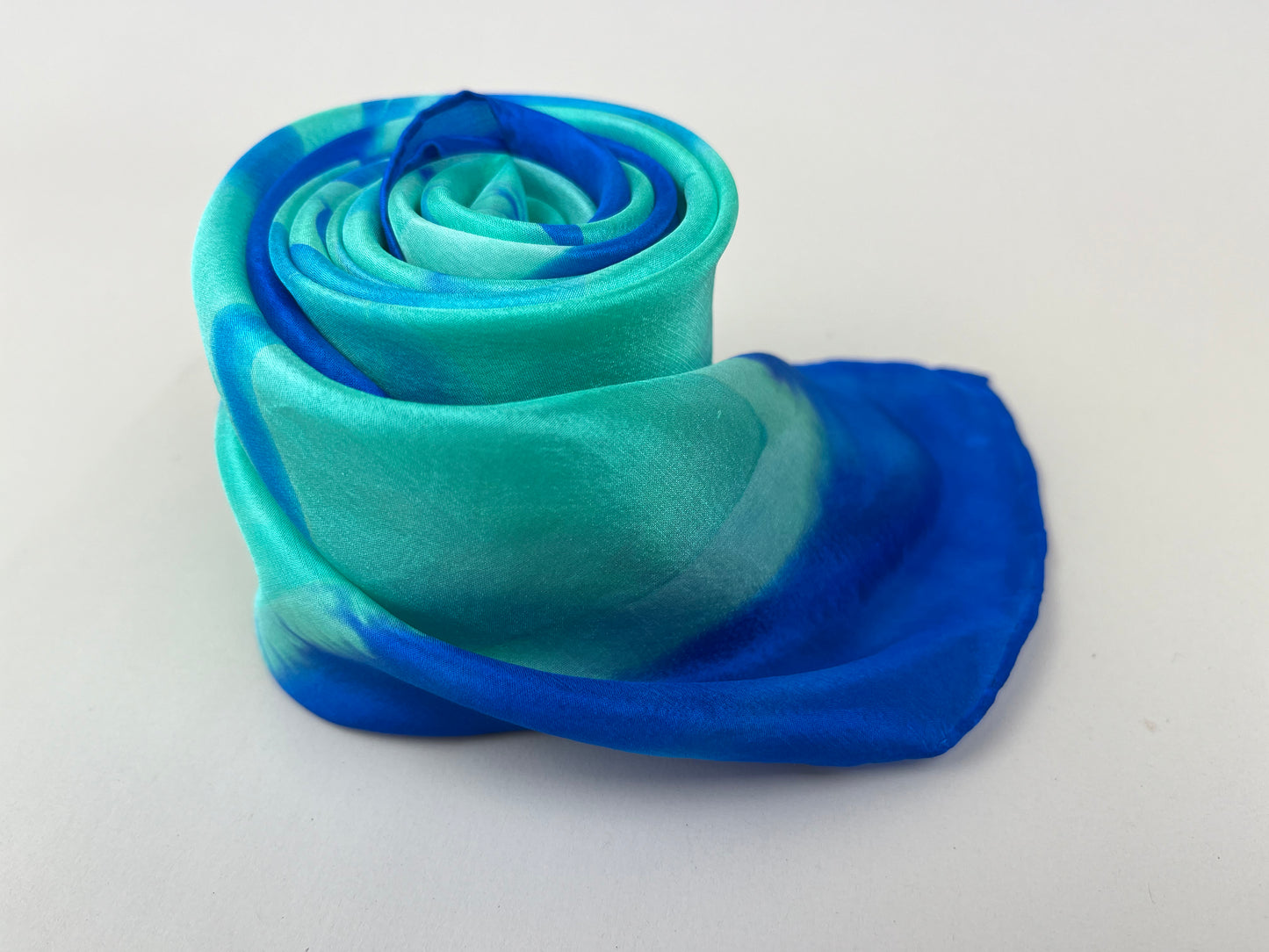 Bright Blue Olive - Silk Scarf hand painted and handmade beautiful gift