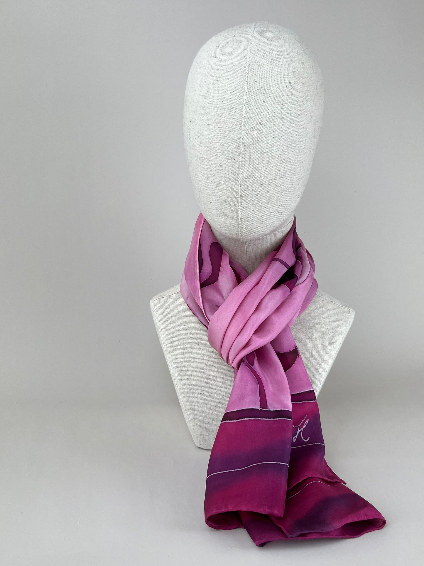 Olive Branch in Burgundy - Long silk scarf