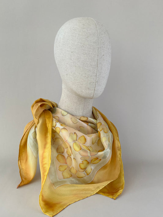 Hydrangea yellow, square hand made scarf