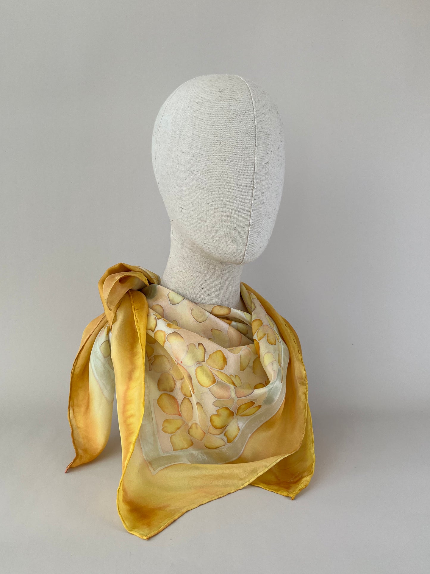 Hydrangea yellow, square hand made scarf