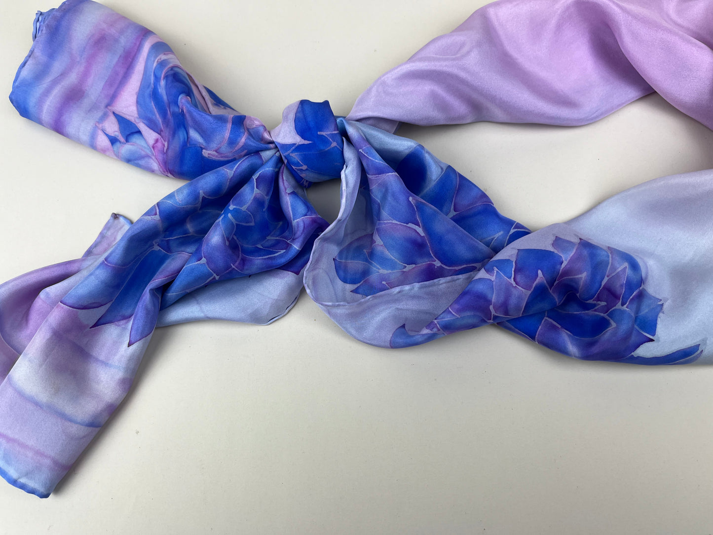 Nesrin Lilac - Long Silk Scarf Unique and Handmade