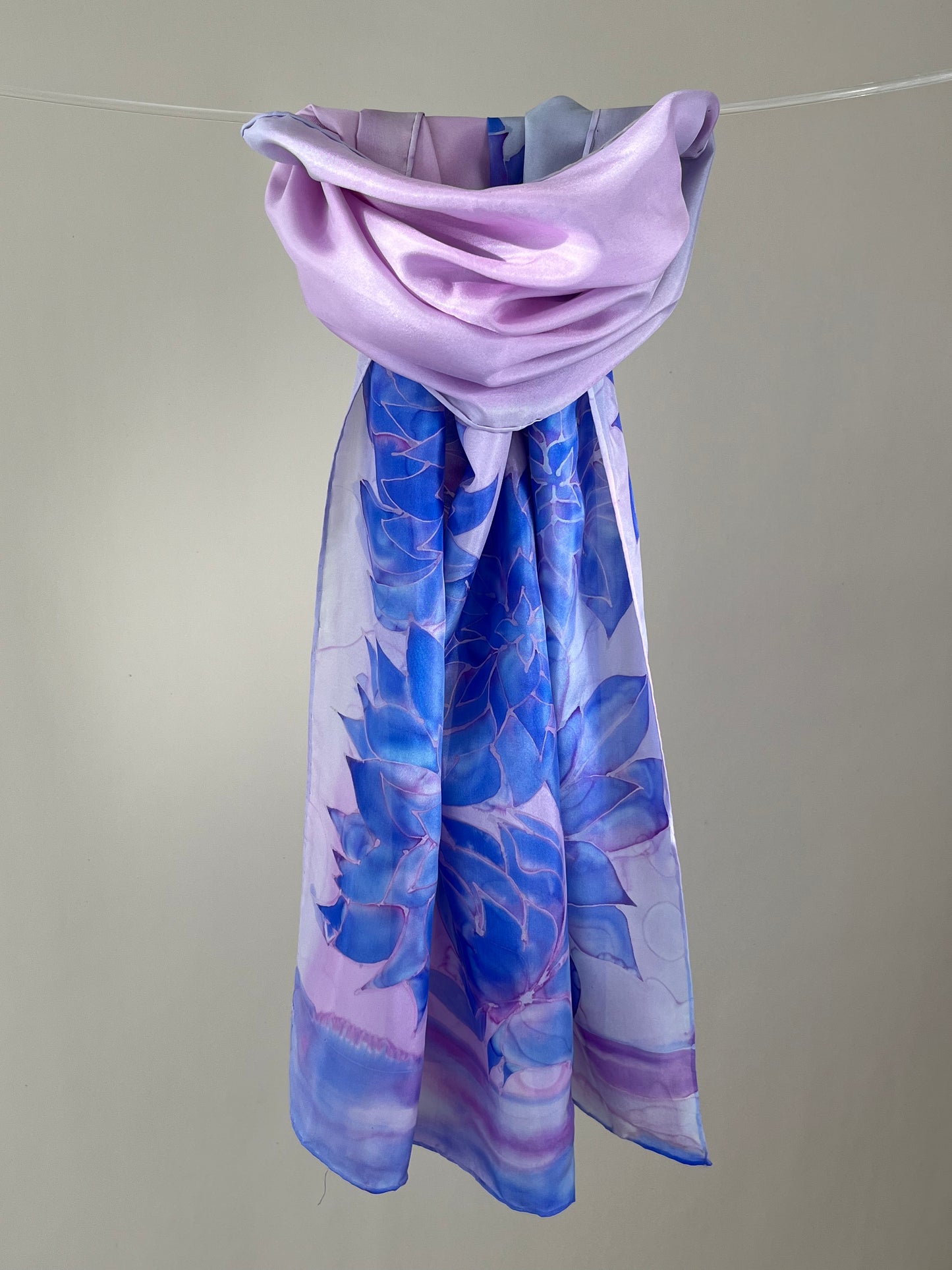 Nesrin Lilac - Long Silk Scarf Unique and Handmade