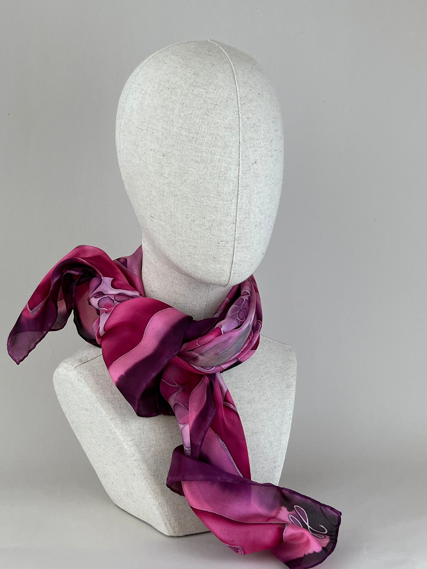 Hydrangea in burgundy - square scarf 100% silk