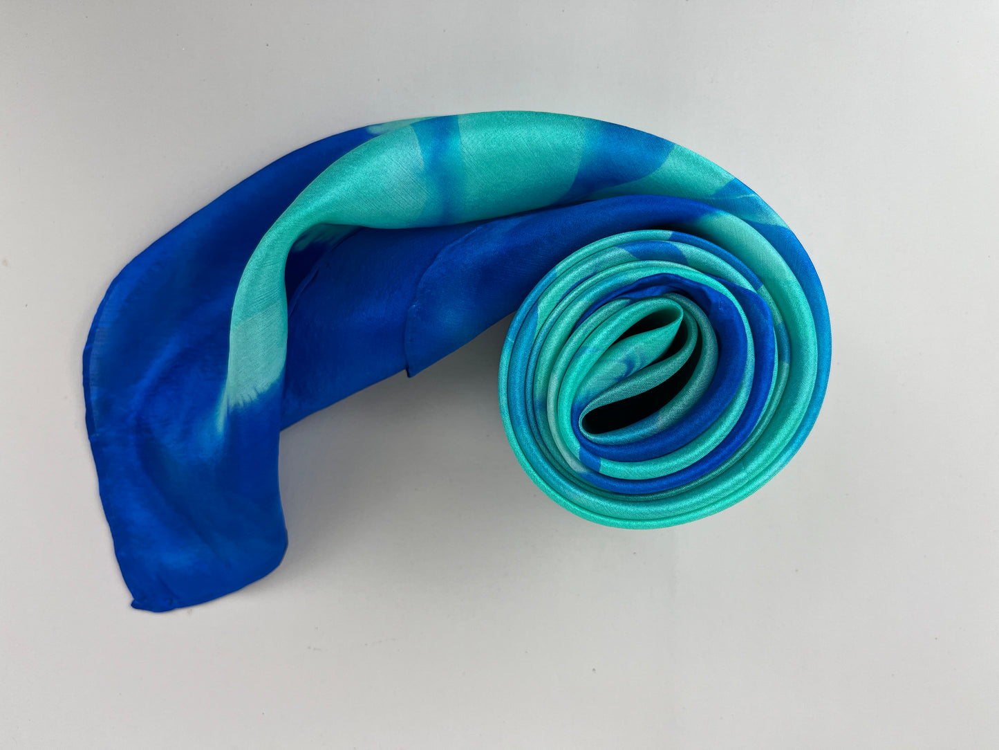 Bright Blue Olive - Silk Scarf hand painted and handmade beautiful gift