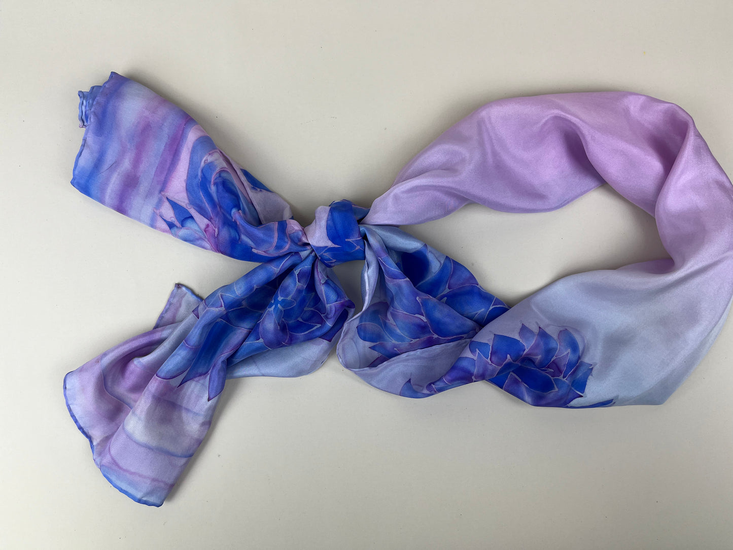 Nesrin Lilac - Long Silk Scarf Unique and Handmade