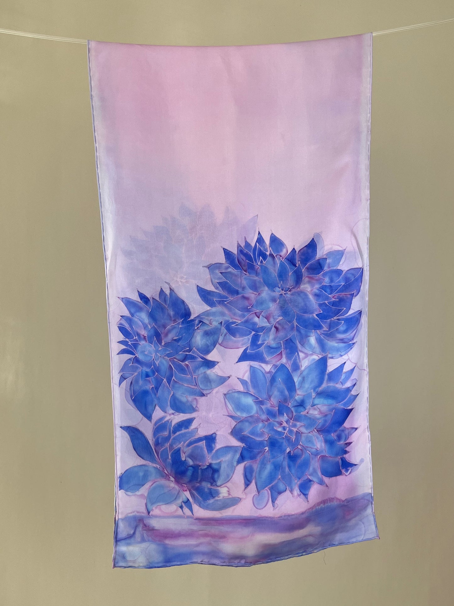 Nesrin Lilac - Long Silk Scarf Unique and Handmade