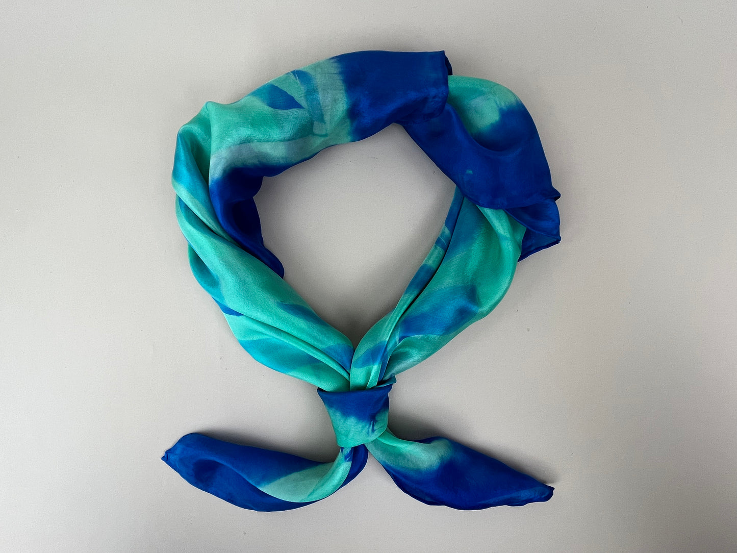 Bright Blue Olive - Silk Scarf hand painted and handmade beautiful gift