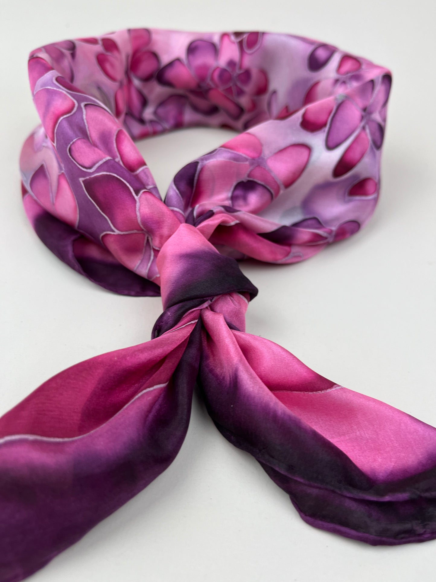 Hydrangea in burgundy - square scarf 100% silk