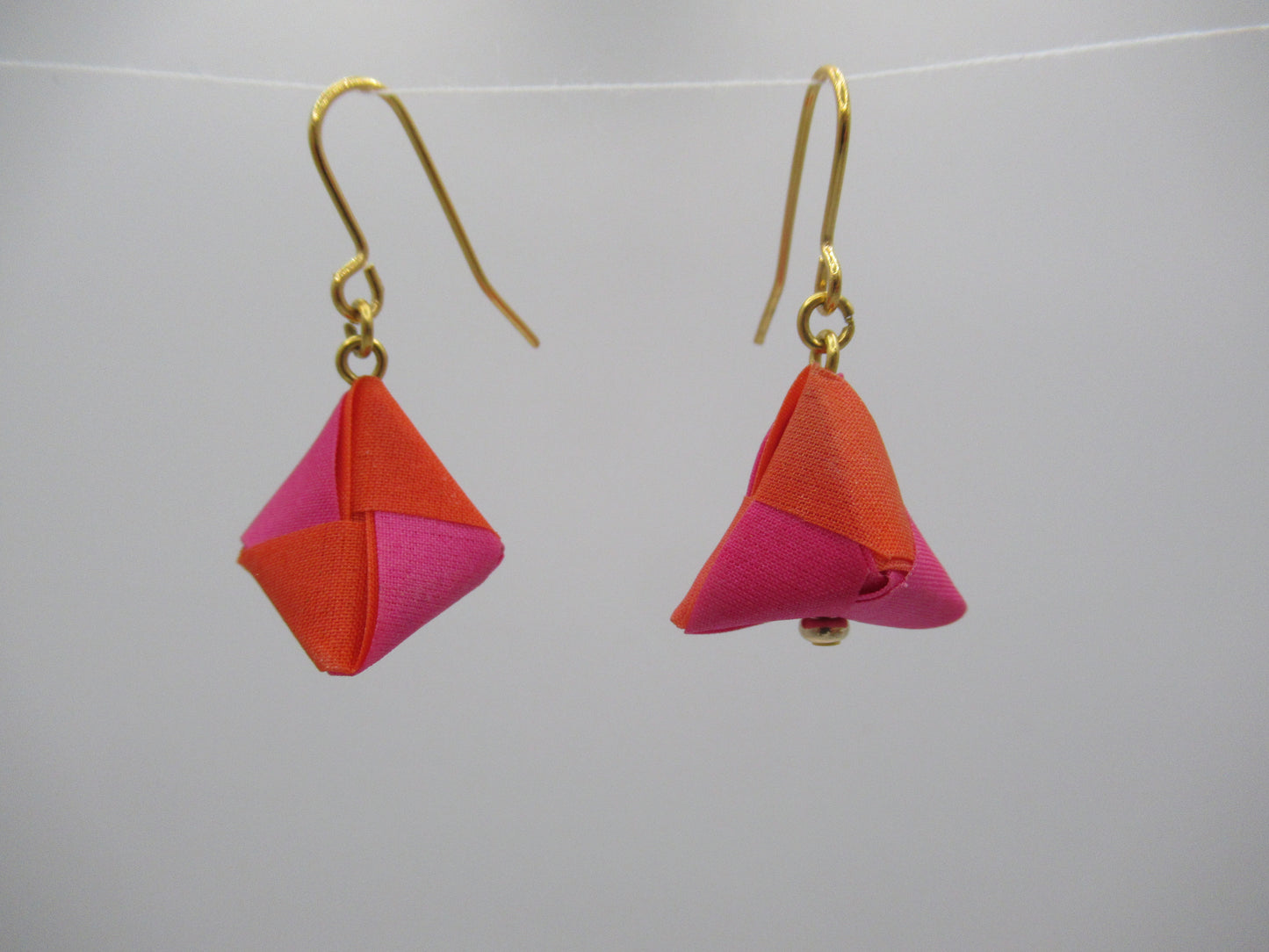 Origami silk triangle earring