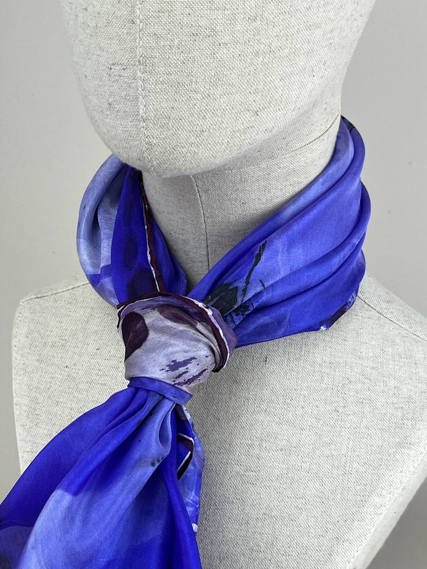 Orynth in Purple - handmade square silk scarf