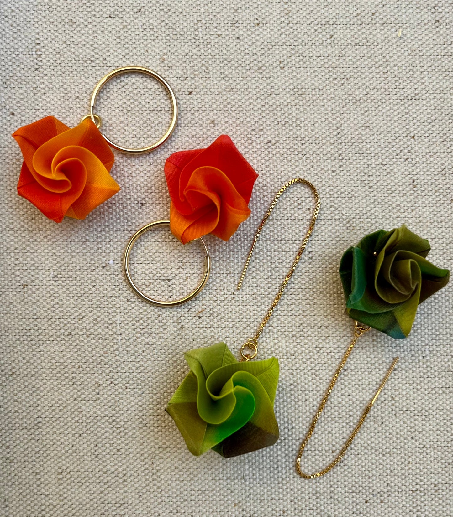 Origami Silk Rose earrings