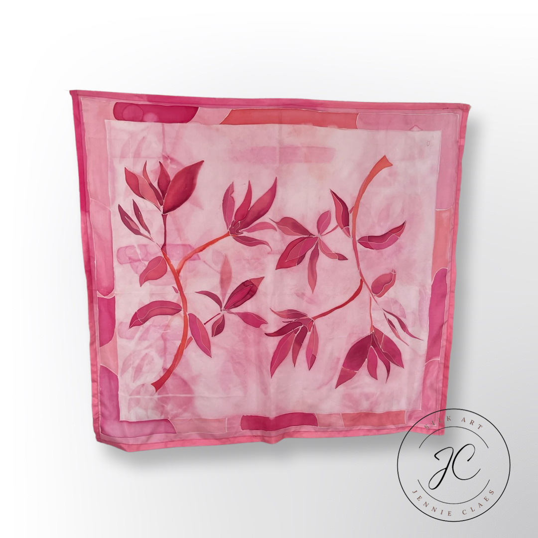 Romance Magnolia Handmade 100% Silk Scarf