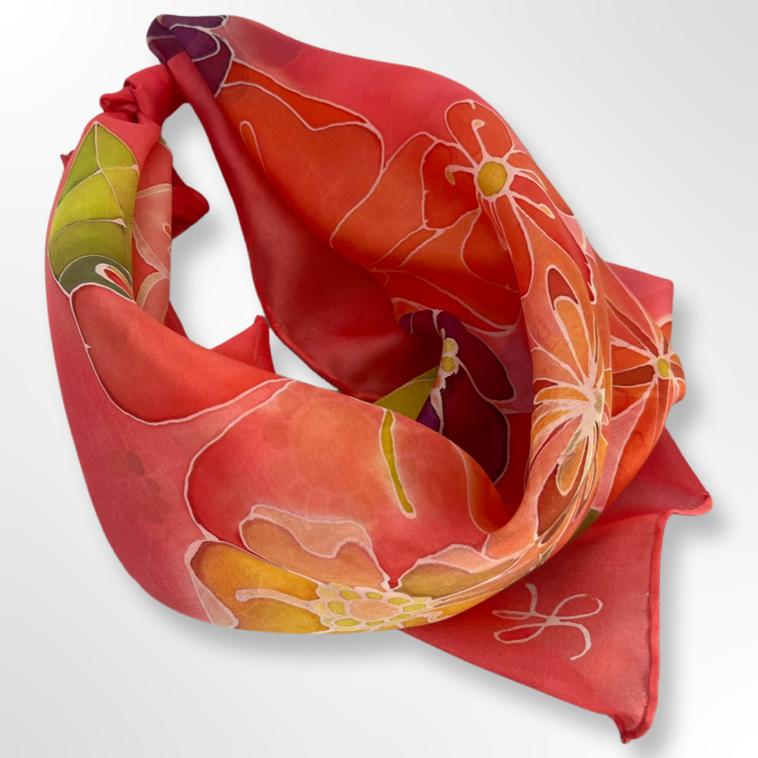 Alentia- Orange perfect gift Handmade 100% Silk Scarf