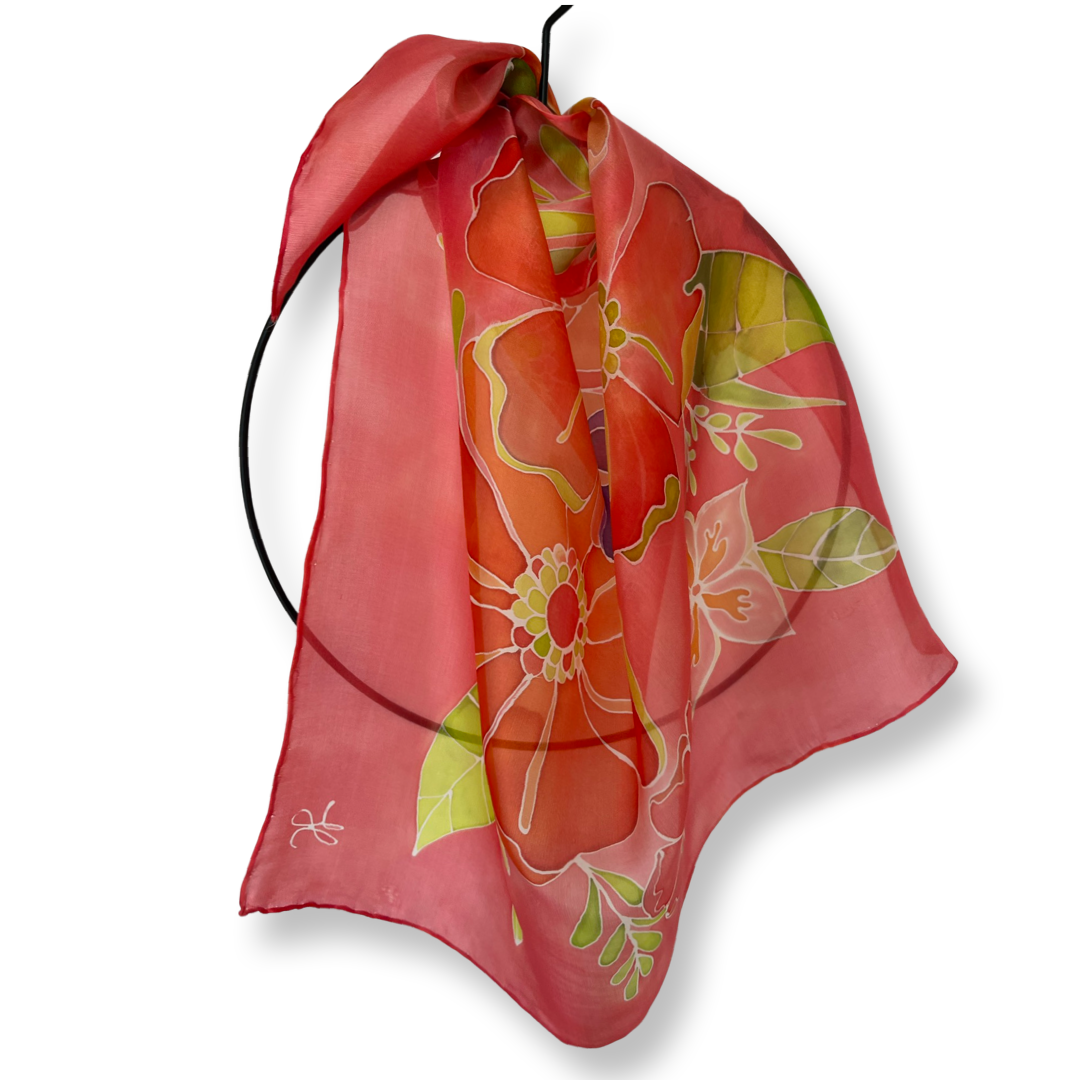 Alentia- Orange perfect gift Handmade 100% Silk Scarf