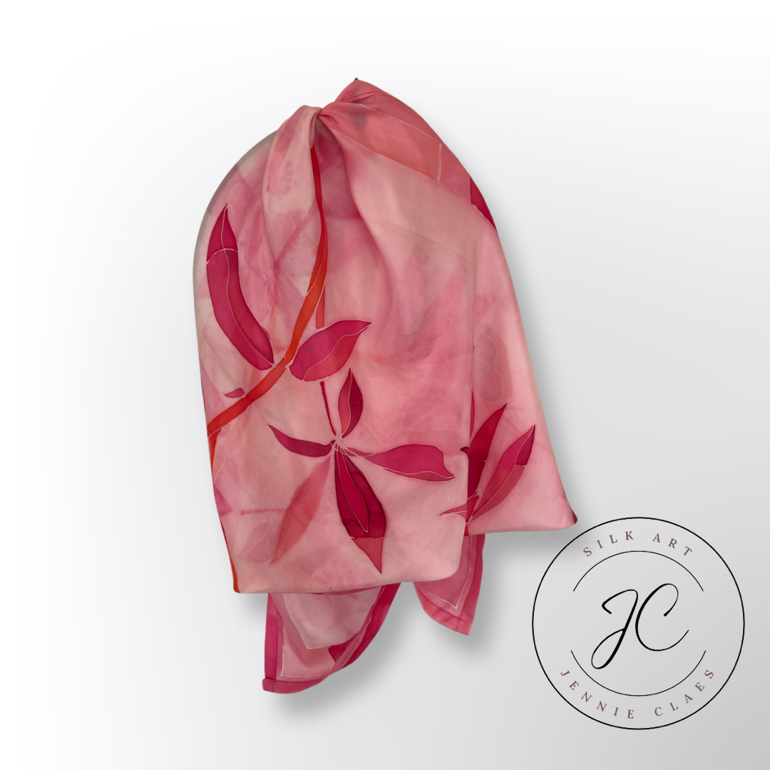 Romance Magnolia Handmade 100% Silk Scarf